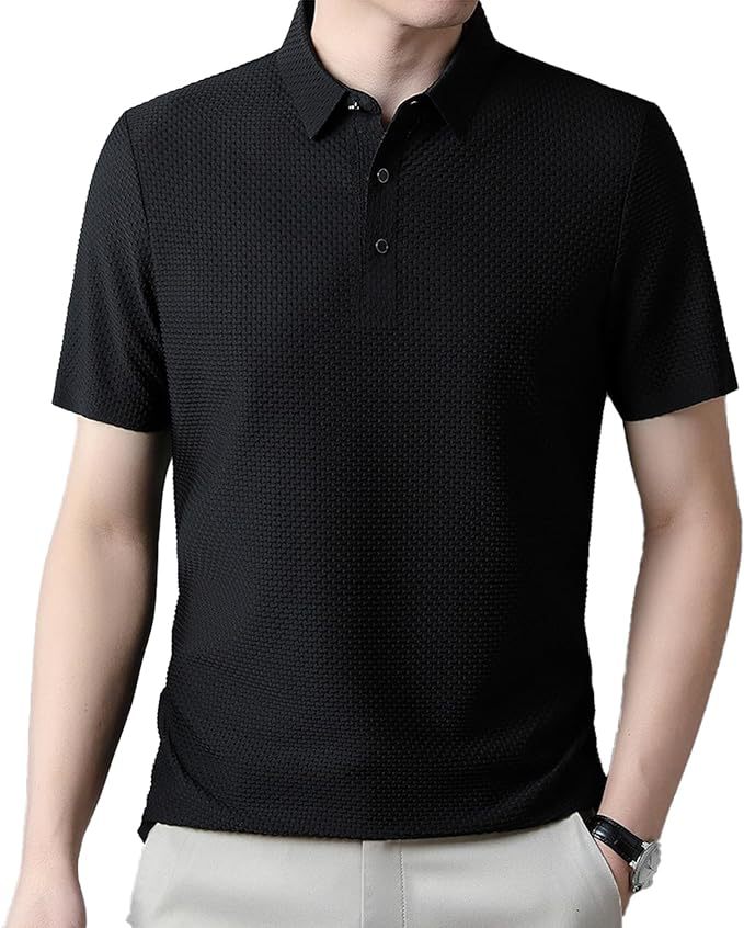 Clothes > Men's Clothing > Tops > T-Shirts  Summer Men's Ice Silk Short Sleeve Lapel POLO Shirt T-Shirt S-3XL