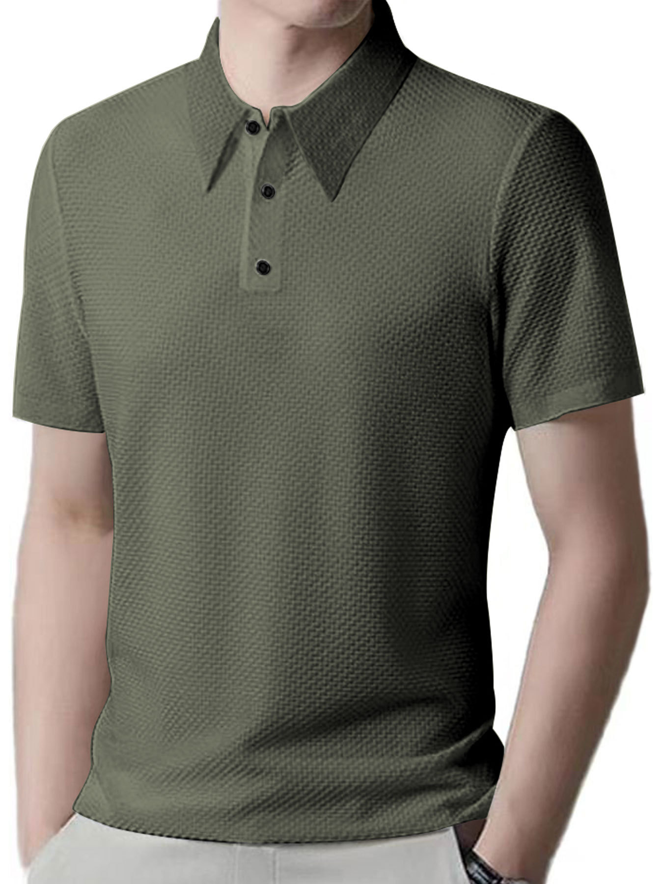 Clothes > Men's Clothing > Tops > T-Shirts  Summer Men's Ice Silk Short Sleeve Lapel POLO Shirt T-Shirt S-3XL
