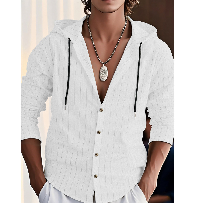 Clothes > Men's Clothing > Tops > Shirts Men's Striped Casual Long Sleeve Shirt Loose Beach T-Shirt S-3XL