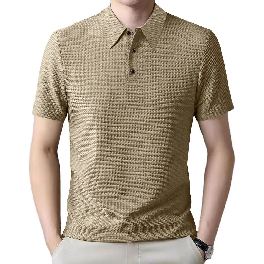 Clothes > Men's Clothing > Tops > T-Shirts  Summer Men's Ice Silk Short Sleeve Lapel POLO Shirt T-Shirt S-3XL