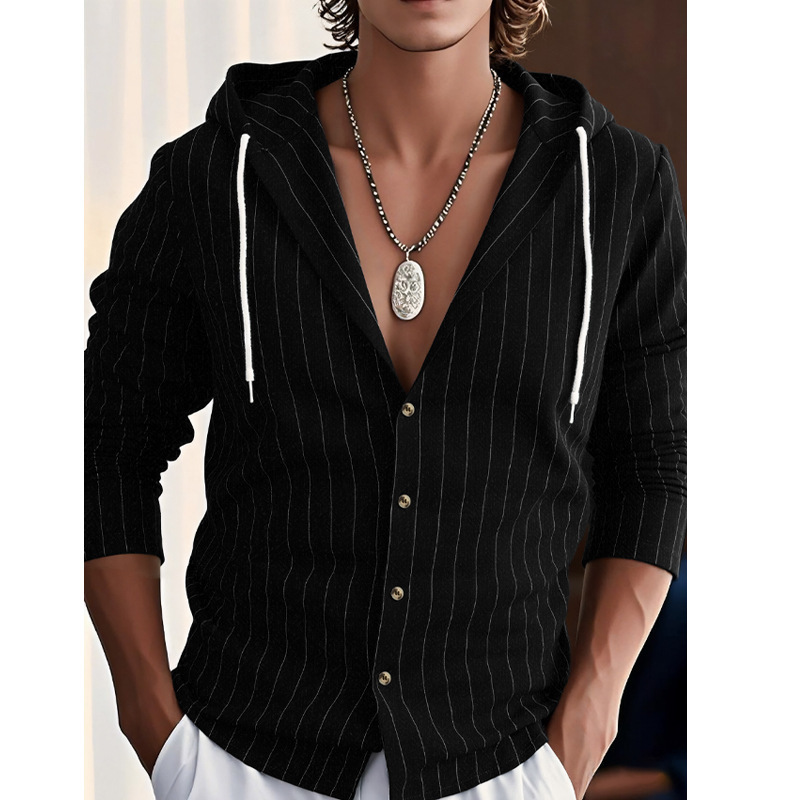 Clothes > Men's Clothing > Tops > Shirts Men's Striped Casual Long Sleeve Shirt Loose Beach T-Shirt S-3XL
