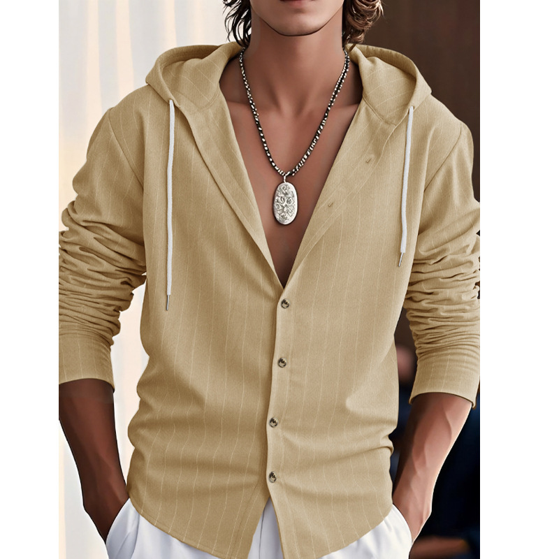 Clothes > Men's Clothing > Tops > Shirts Men's Striped Casual Long Sleeve Shirt Loose Beach T-Shirt S-3XL