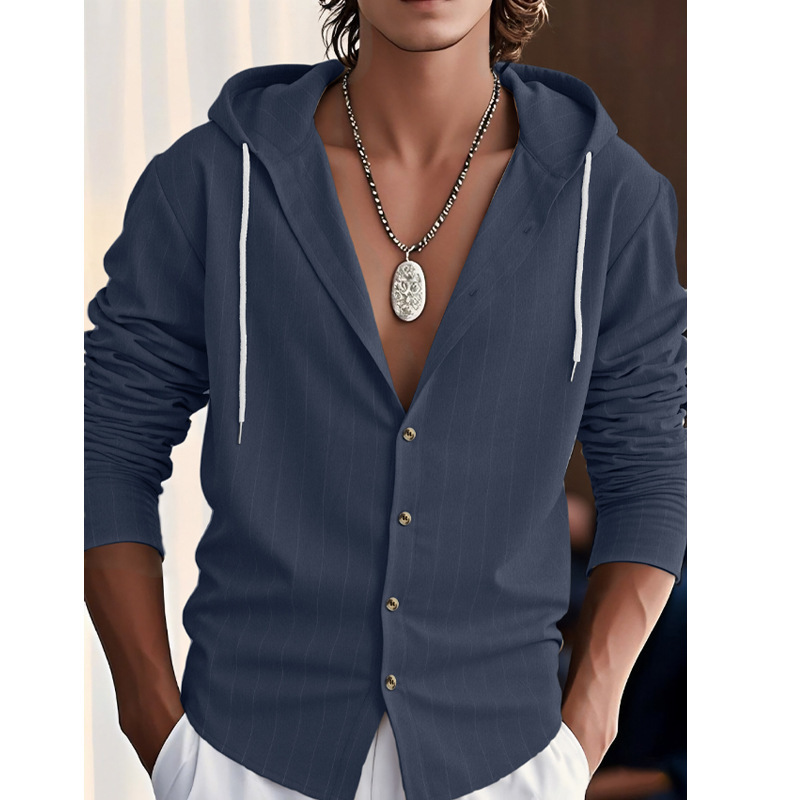 Clothes > Men's Clothing > Tops > Shirts Men's Striped Casual Long Sleeve Shirt Loose Beach T-Shirt S-3XL