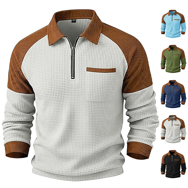 Clothes > Men's Clothing > Tops > Sweatshirts & Hoodies Men's Zip Lapel Polo Shirt Casual Sweatshirt S-3XL