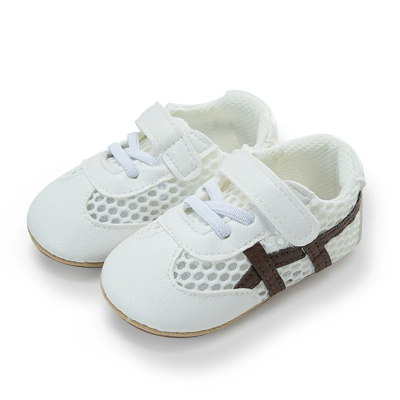 Baby sandals 0-1 year old men's and women's sports shoes, anti slip and breathable mesh fabric, breathable and comfortable white shoes