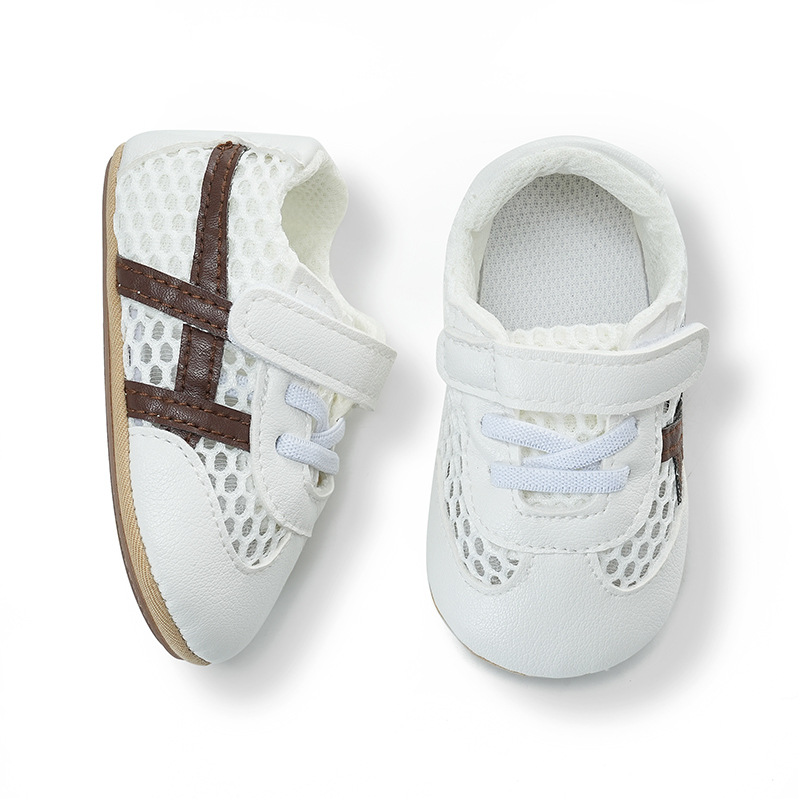Baby sandals 0-1 year old men's and women's sports shoes, anti slip and breathable mesh fabric, breathable and comfortable white shoes