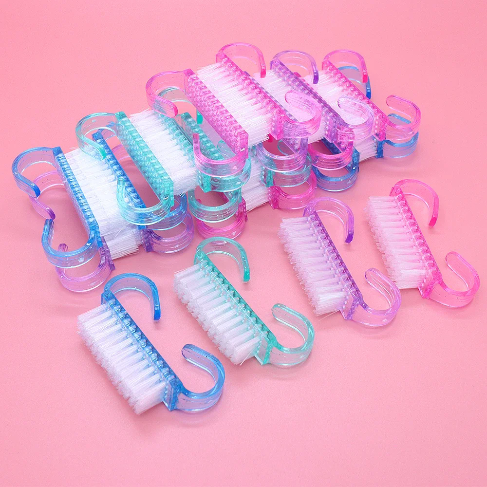 50Pcs Cleaning Nail Brushes Tools Colorful Plastic Dust Cleaner Brushes Nail Art Manicure Pedicure Powder Soft Remover Brush