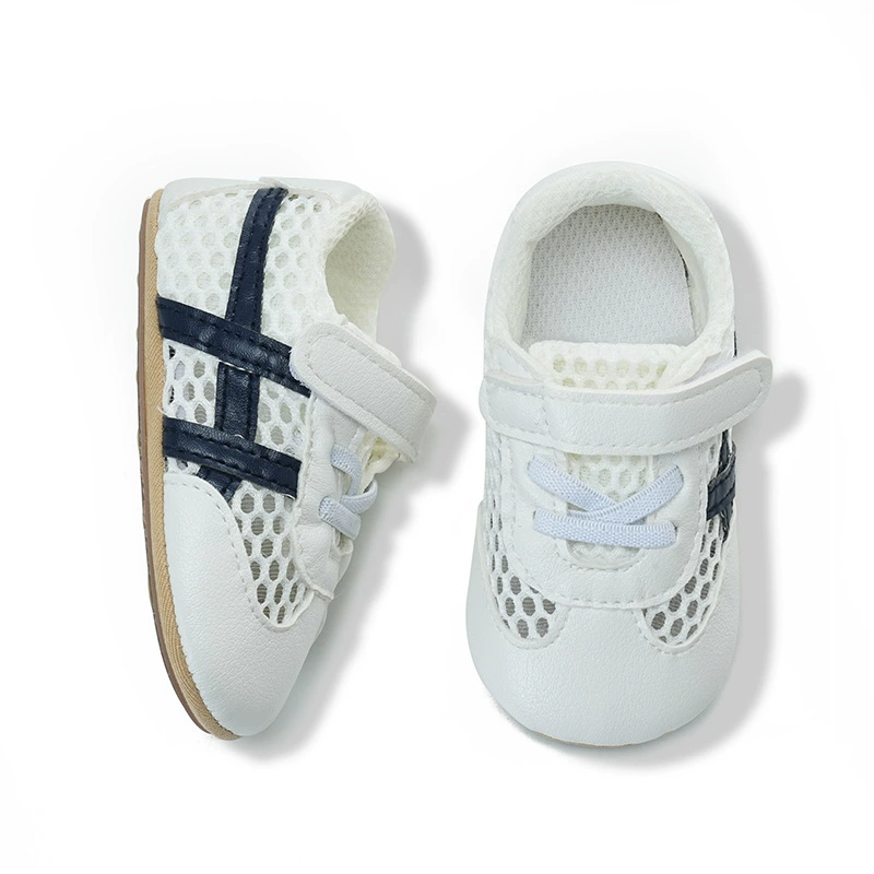 Baby sandals 0-1 year old men's and women's sports shoes, anti slip and breathable mesh fabric, breathable and comfortable white shoes