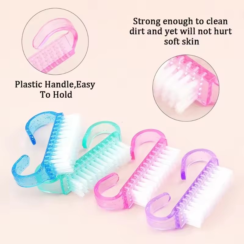 50Pcs Cleaning Nail Brushes Tools Colorful Plastic Dust Cleaner Brushes Nail Art Manicure Pedicure Powder Soft Remover Brush