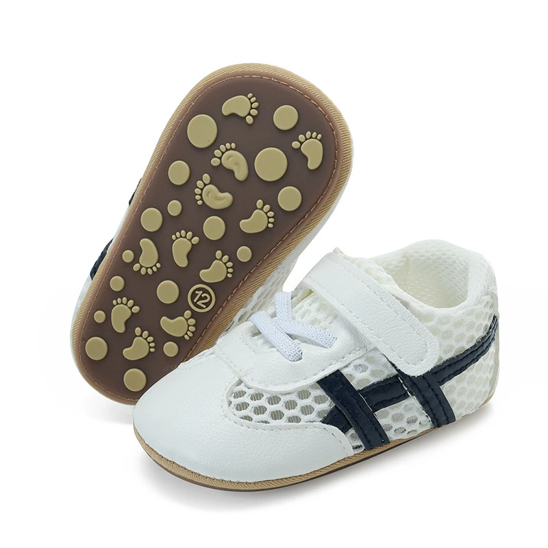 Baby sandals 0-1 year old men's and women's sports shoes, anti slip and breathable mesh fabric, breathable and comfortable white shoes