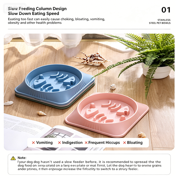 1PC     New pet slow food bowl, dog bowl, cat bowl, anti choking and anti slip dog and cat food utensils, pet supplies