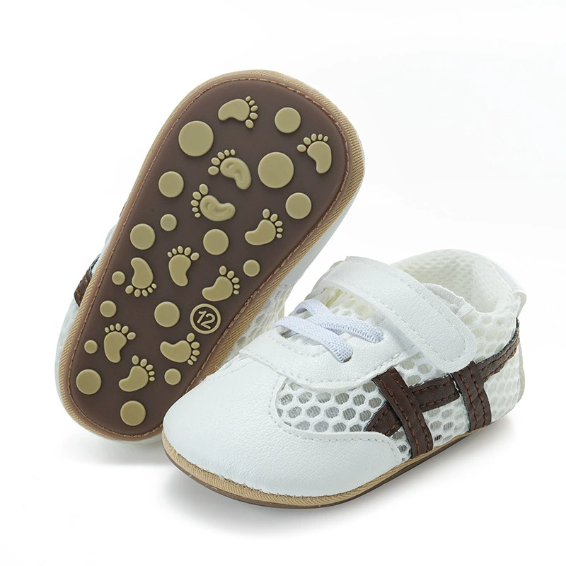 Baby sandals 0-1 year old men's and women's sports shoes, anti slip and breathable mesh fabric, breathable and comfortable white shoes
