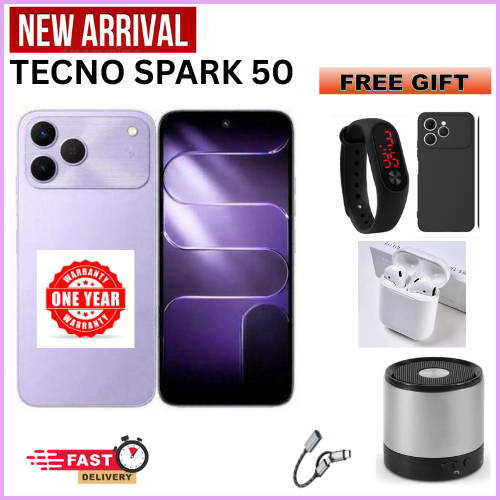 New Arrival Tecno SPARK 50 4G 128GB ROM+ 4GB RAM 6.78" SCREEN 120Hz Refresh Rate 6700mAh Battery 50MP CAMERA ANDROID 16