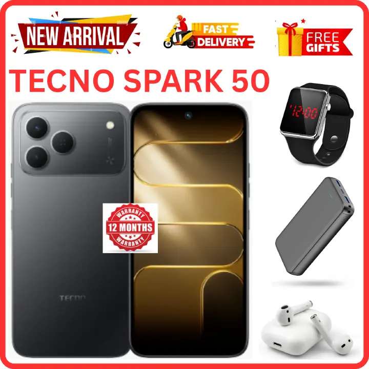 NEW ARRIVALS!!!! BRAND NEW TECNO SPARK 50 4G SMARTPHONE 128GB ROM+ 4GB RAM 6.78" INCH SCREEN 120Hz REFRESH RATE 6700mAh Battery 18W FAST CHARGING, 50MP CAMERA, 8MP