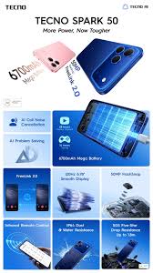 New Arrival Tecno SPARK 50 4G 128GB ROM+ 4GB RAM 6.78" SCREEN 120Hz Refresh Rate 6700mAh Battery 50MP CAMERA ANDROID 16