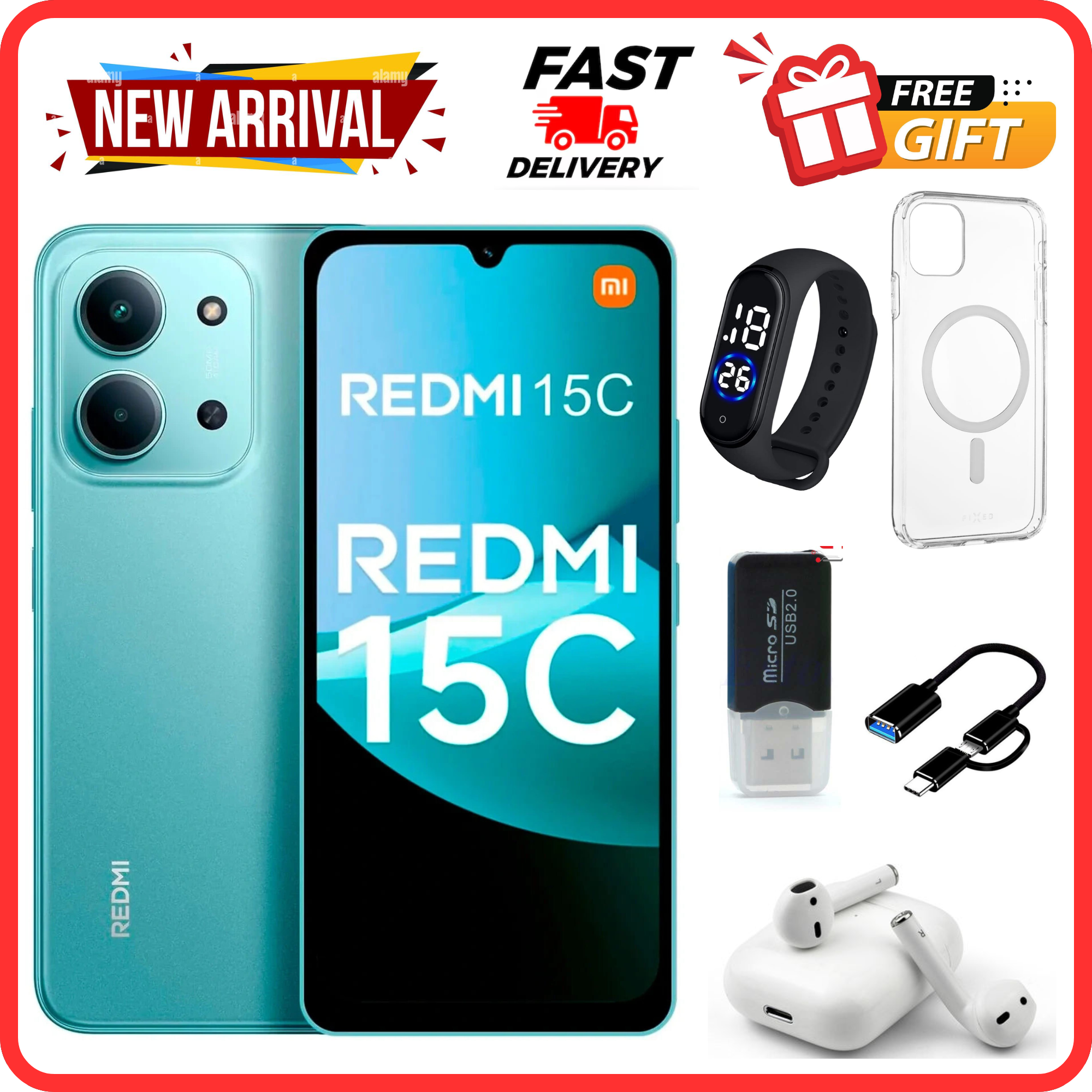 {ANNIVESARY SALES OFFERS}🔥🔥🔥REDMI 15C 256GB ROM +16GB RAM EXPANDABLE  6.9'' LCD 50MP Main Camera 8MP selfie camera 6000mAh 33W Fast Charger Android 15 Side Fingerprint -Smartphones Side fingerprint