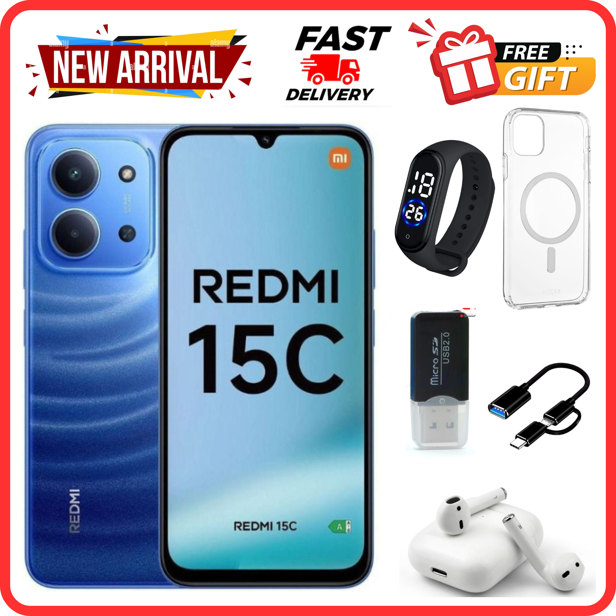 {ANNIVESARY SALES OFFERS}🔥🔥🔥REDMI 15C 256GB ROM +16GB RAM EXPANDABLE  6.9'' LCD 50MP Main Camera 8MP selfie camera 6000mAh 33W Fast Charger Android 15 Side Fingerprint -Smartphones Side fingerprint
