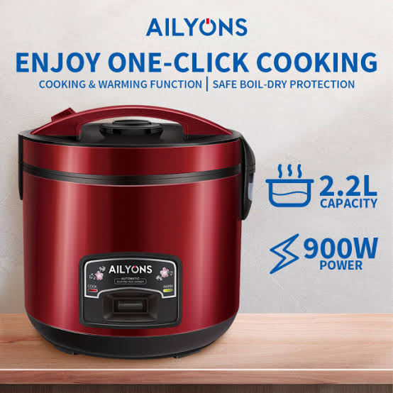 🍚 AILYONS RCX-18B01 1.8L Non-Stick Rice Cooker 3 IN 1– Compact, Efficient & Stylish Kitchen Essential ✨White