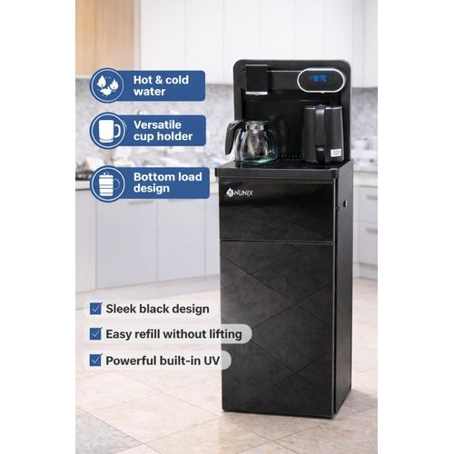 Nunix A1C-X2 Bottom Load Water Dispenser 💧🔊 – New Model with Built-in Music System/Woofer, Hot & Cold Water, Sleek Modern Design for Home & Office Use