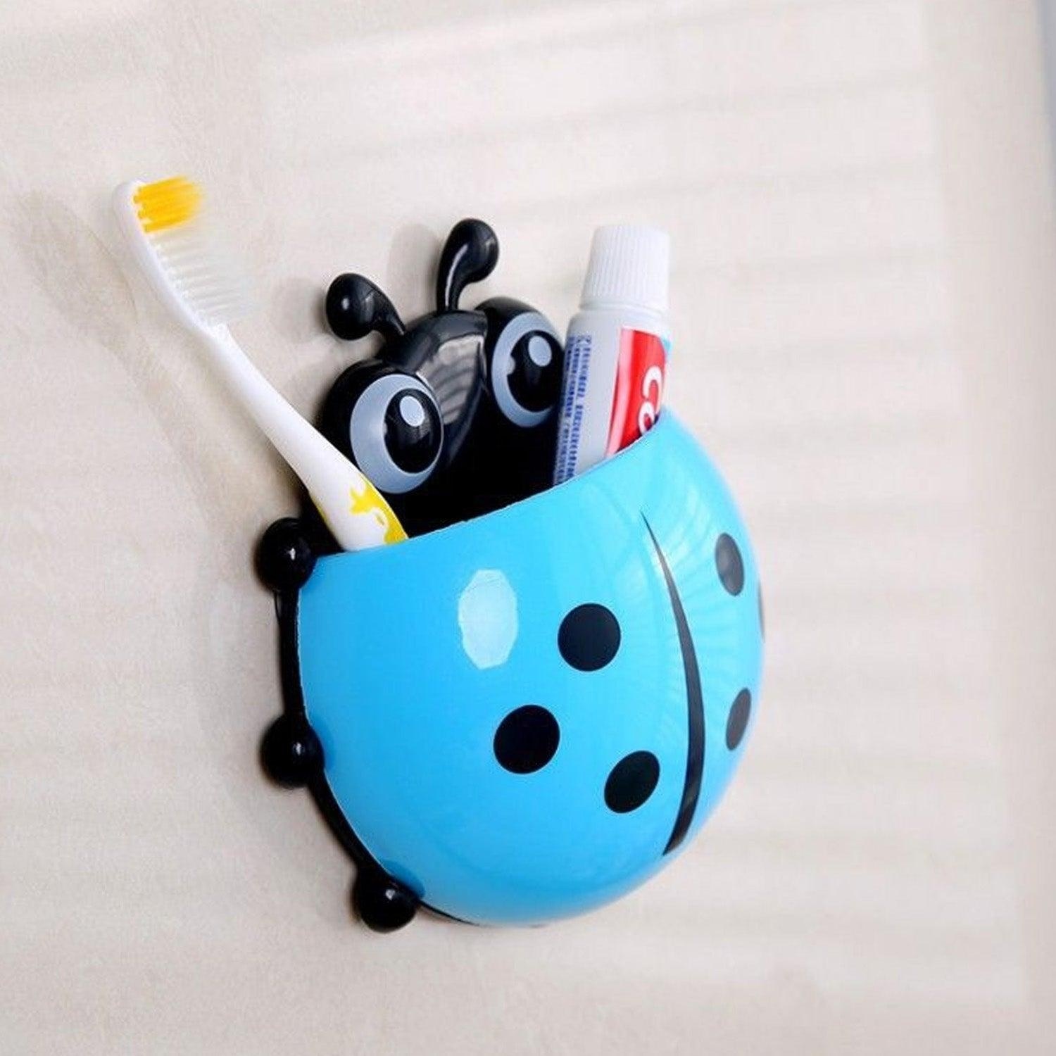 1pc Cute Ladybug Toothbrush Holder - No-Drill, Wall-Mounted Suction Cup Storage Rack for Bathroom Organization, Christmas/Halloween Gift Decoration