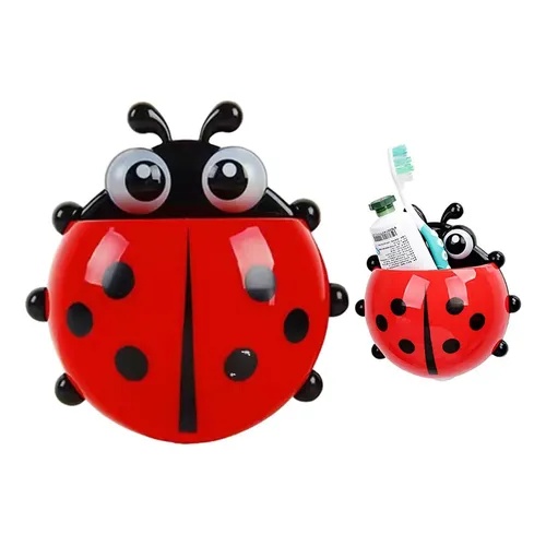 1pc Cute Ladybug Toothbrush Holder - No-Drill, Wall-Mounted Suction Cup Storage Rack for Bathroom Organization, Christmas/Halloween Gift Decoration