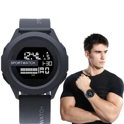 【Clearance Sale】Men's fashionable sports digital circular luminous leisure multi-functional rubber strap watch - 50m Water Resistance, Sports & Fashionable, for Outdoor Adventure & Decoration