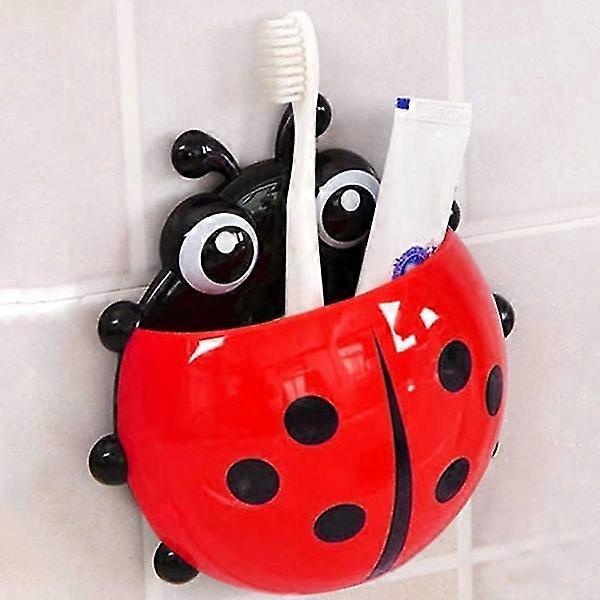 1pc Cute Ladybug Toothbrush Holder - No-Drill, Wall-Mounted Suction Cup Storage Rack for Bathroom Organization, Christmas/Halloween Gift Decoration