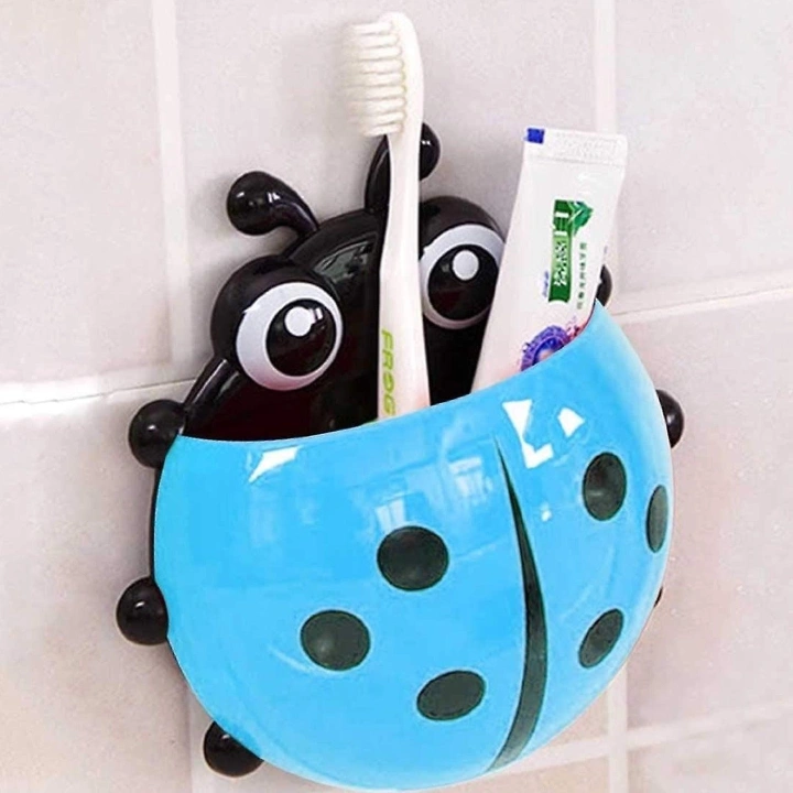 1pc Cute Ladybug Toothbrush Holder - No-Drill, Wall-Mounted Suction Cup Storage Rack for Bathroom Organization, Christmas/Halloween Gift Decoration