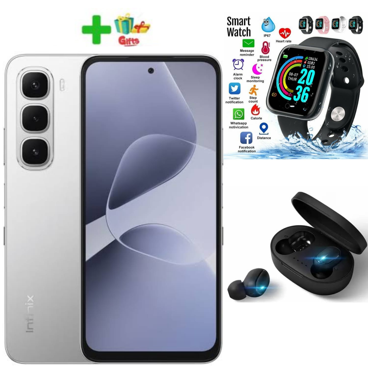 LIMITED OFFERInfinix Hot 60i 6GB RAM + 128GB 6.7" 120Hz 4G Slim Phone Dual SIM 5160mAh 45W Fast Charging 50MP Camera IP64 Fingerprint Lock Gyroscope MTK G81 Ultimate One-Tap AI Smart Phones+FREE GIFTs
