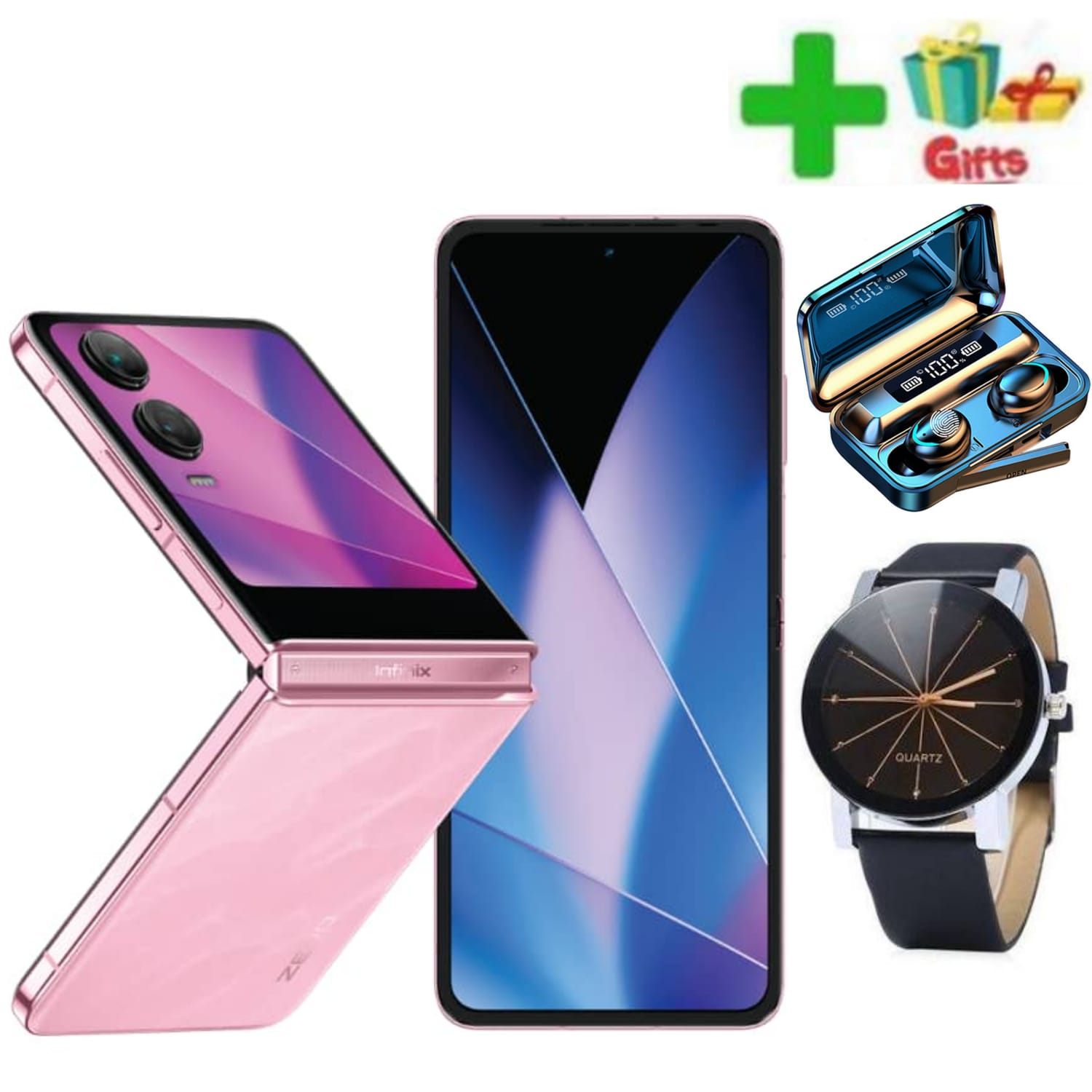 LIMITED OFFER.LIMITED OFFER.Infinix ZERO Flip 5G, 512GB 8GB RAM, Camera 50MP, Battery 4720 mAh' 70W wired, Color PINK, Smartphone,Dual SIM,2G/3G/4G/5G+ 12 MONTHS FREE WARRANTY+FREE GIVE AWAYS