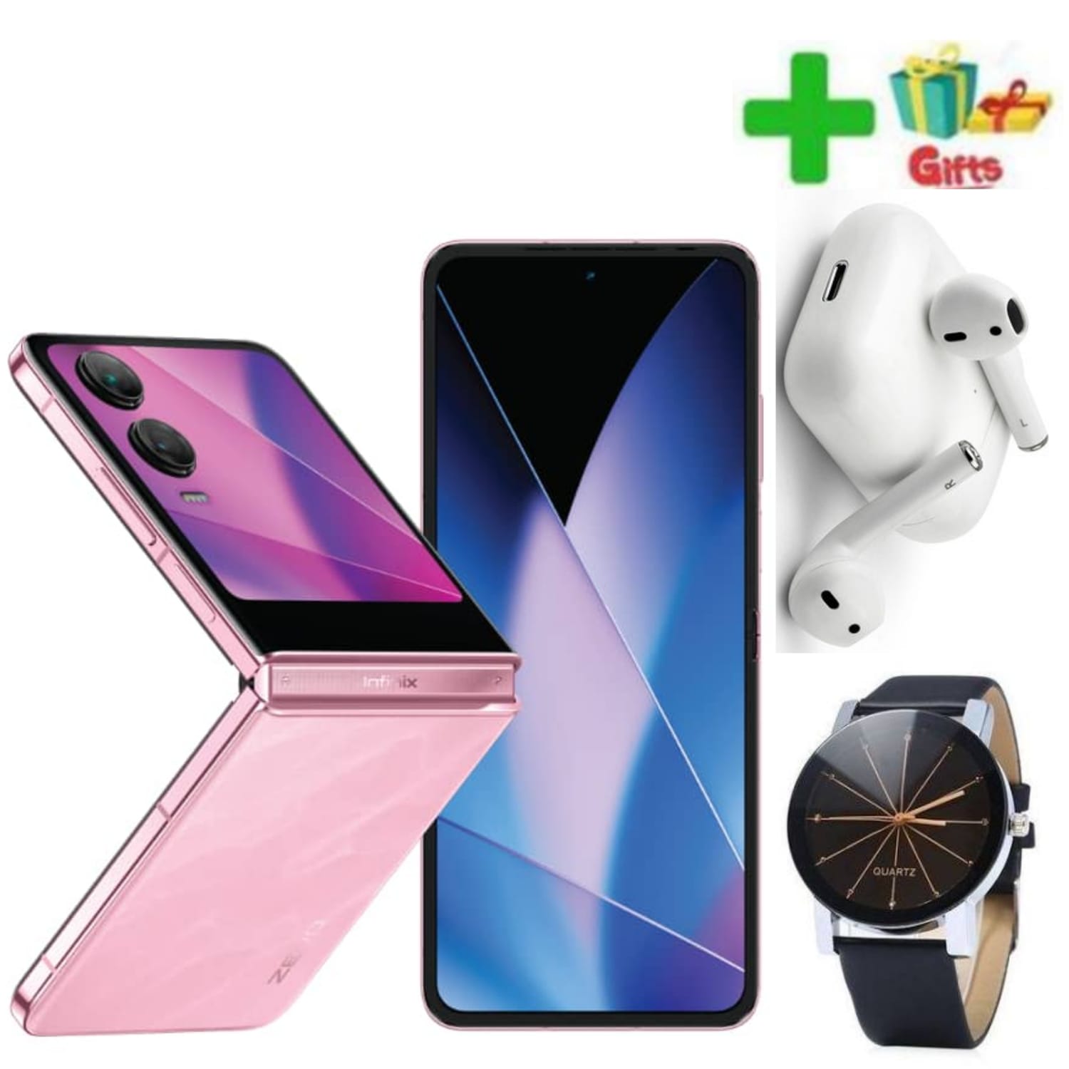 LIMITED OFFER.LIMITED OFFER.Infinix ZERO Flip 5G, 512GB 8GB RAM, Camera 50MP, Battery 4720 mAh' 70W wired, Color PINK, Smartphone,Dual SIM,2G/3G/4G/5G+ 12 MONTHS FREE WARRANTY+FREE GIVE AWAYS