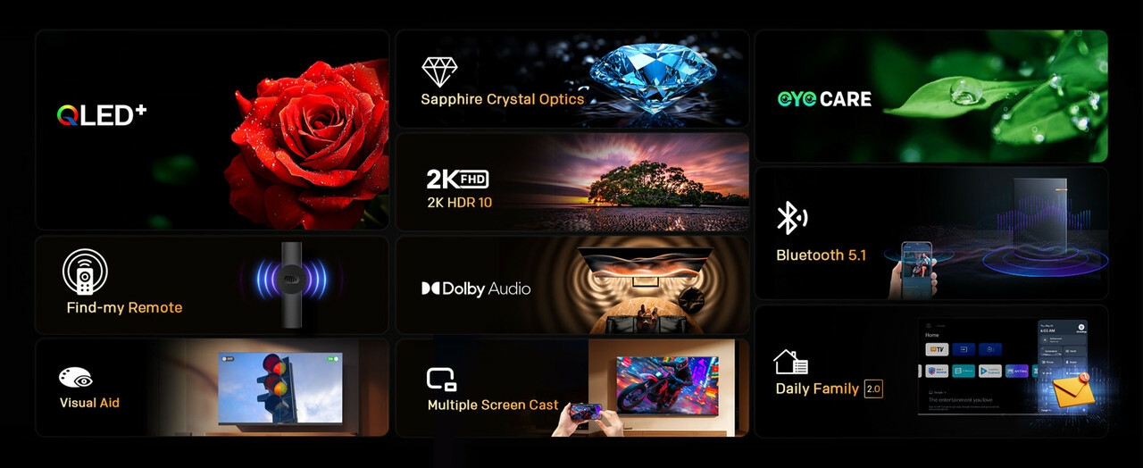 Skyworth 43 Inch QLED 2K Google Smart TV HDR,Dolby Audio,Model 2025-(1-YEAR WARRANTY)+FREE WALL BRACKET AND TV GUARD