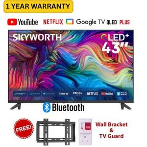 Skyworth 43 Inch QLED 2K Google Smart TV HDR,Dolby Audio,Model 2025-(1-YEAR WARRANTY)+FREE WALL BRACKET AND TV GUARD