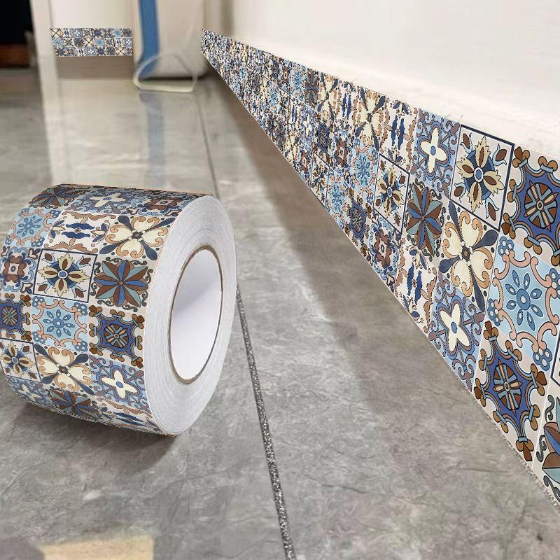 Self-adhesive baseboard stickers, waterproof and moisture-proof tile wall stickers, waistline stickers, kitchen cabinet baseboards, concealing unsightly decorations.（10CM*5M）