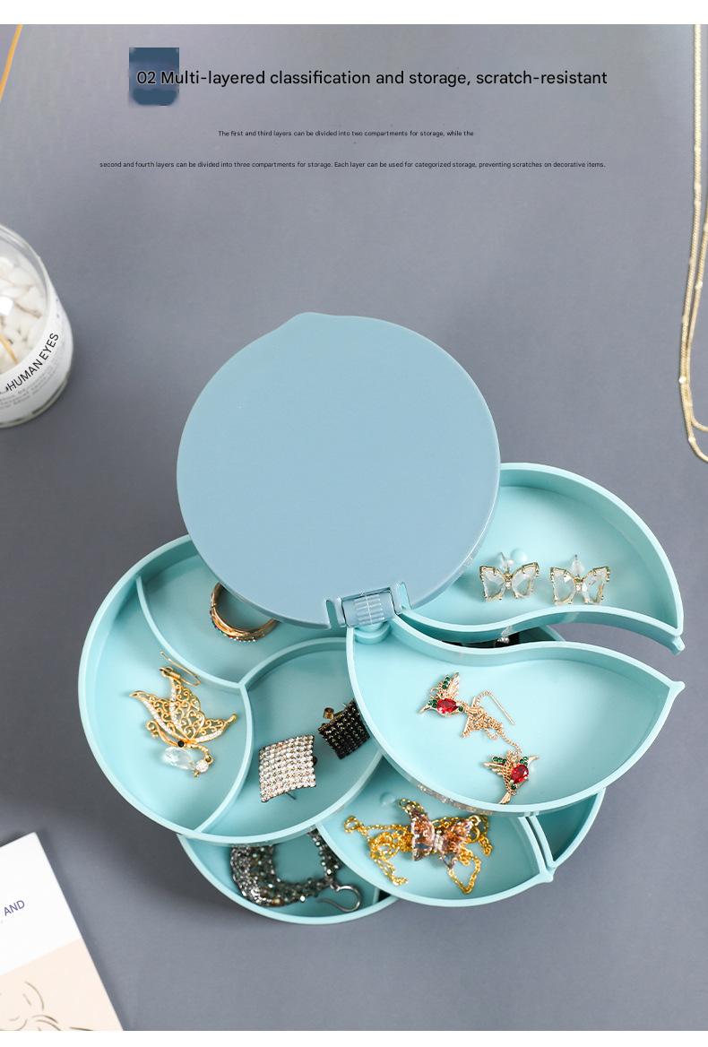 Rotating multi-tiered jewelry box, earring storage box, bracelet, earring studs, necklace, jewelry rack, dustproof box, small and exquisite.