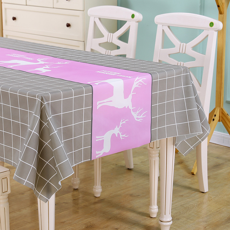 Waterproof, oil-proof, washable, rectangular checkered tablecloth, PEVA checkered table mat, coffee table cloth, light luxury and high-end feel.