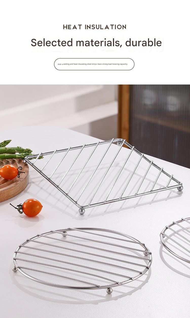 Thickened stainless steel pot holder, heat-insulating mat rack, versatile household kitchen steamer rack, anti-scalding dish rack, multi-functional drain rack