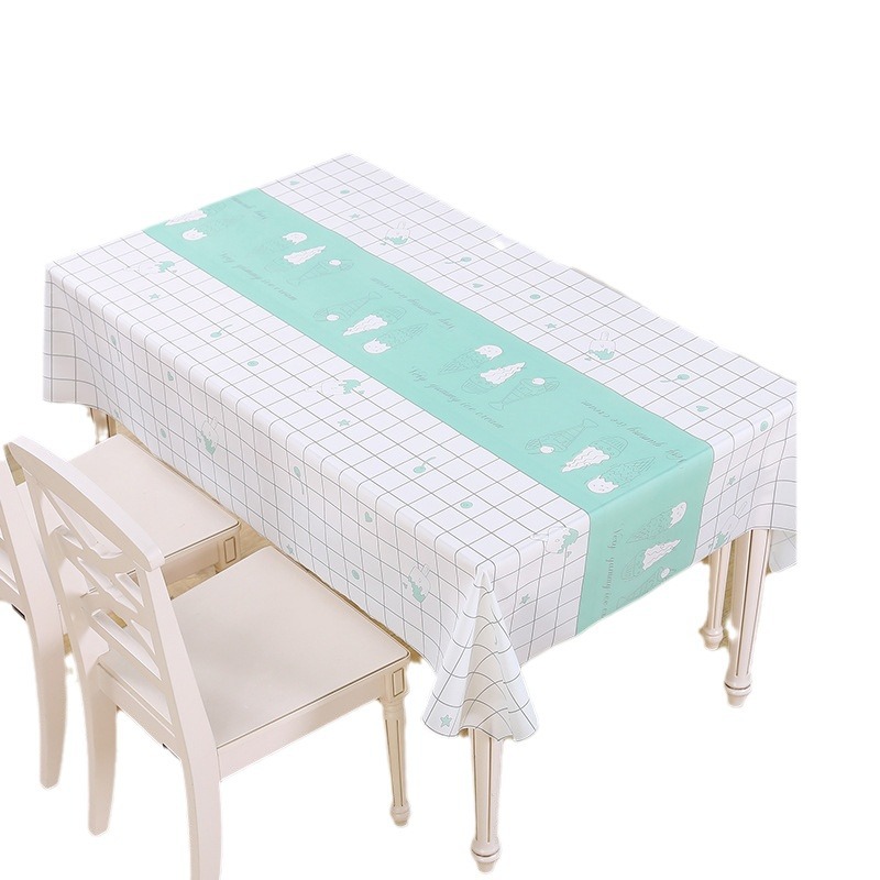 Waterproof, oil-proof, washable, rectangular checkered tablecloth, PEVA checkered table mat, coffee table cloth, light luxury and high-end feel.