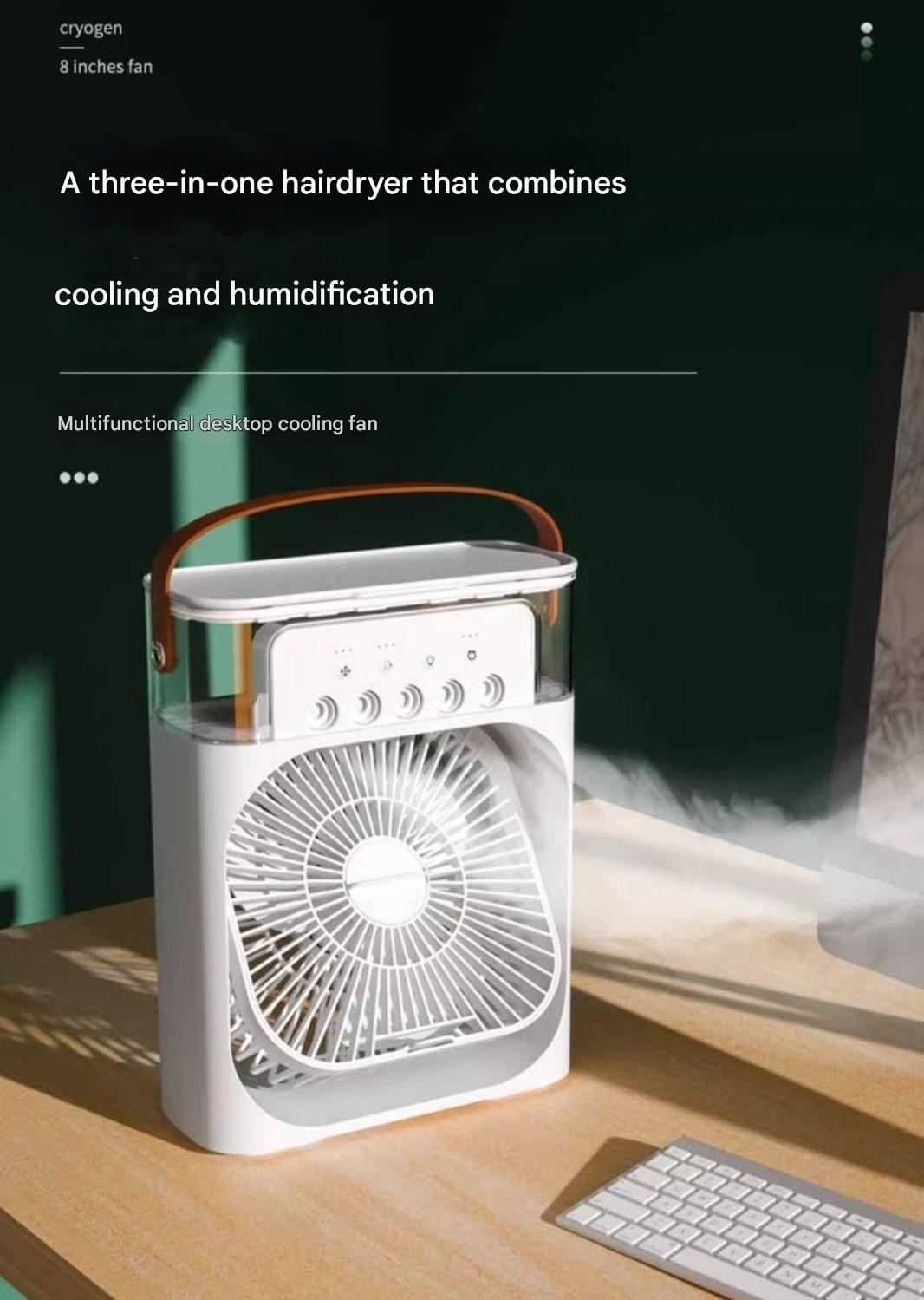 Five-hole spray fan, small fan, mini fan, multi-functional fan for dormitory, office, and home use.