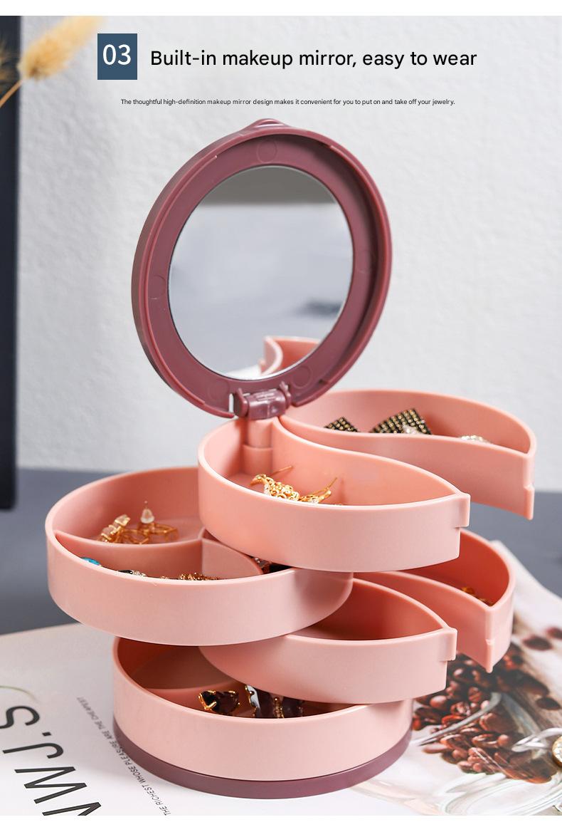 Rotating multi-tiered jewelry box, earring storage box, bracelet, earring studs, necklace, jewelry rack, dustproof box, small and exquisite.