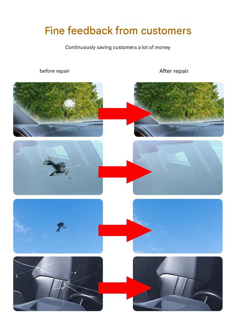 Car glass repair tools, windshield crack repair fluid, DIY