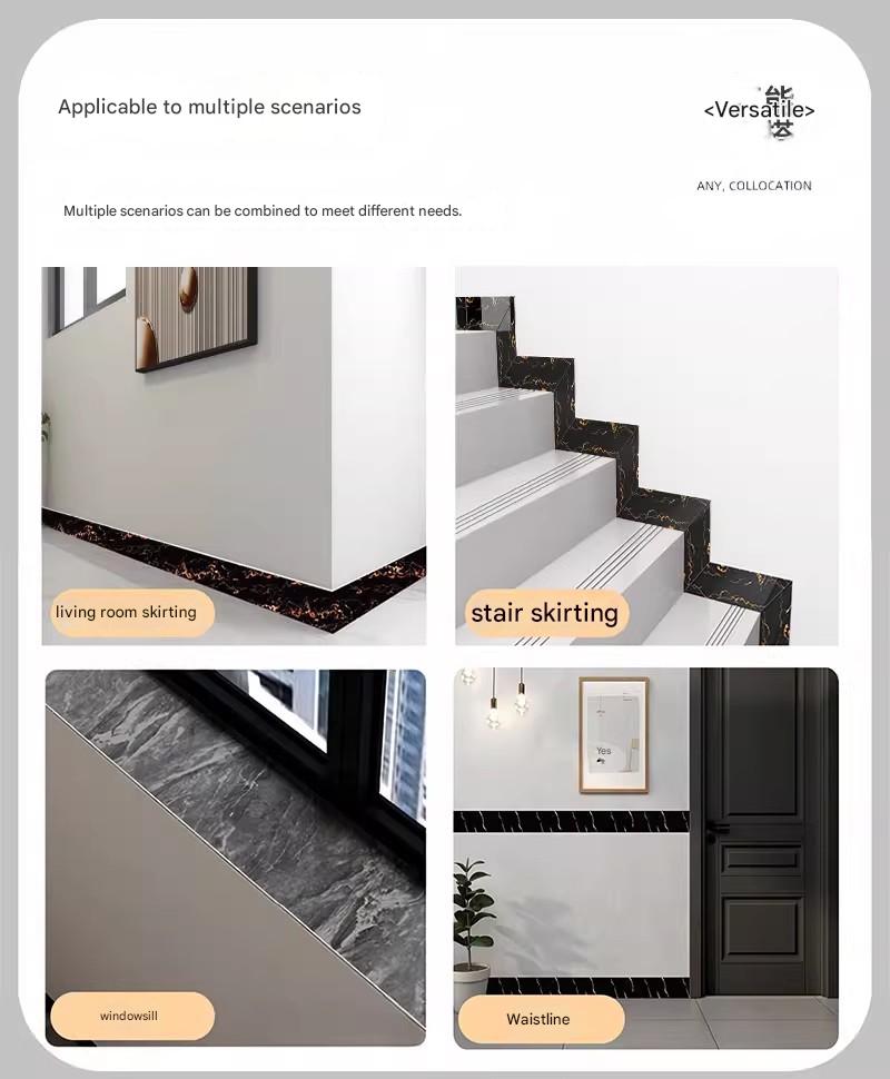 Self-adhesive baseboard stickers, waterproof and moisture-proof tile wall stickers, waistline stickers, kitchen cabinet baseboards, concealing unsightly decorations.（10CM*5M）