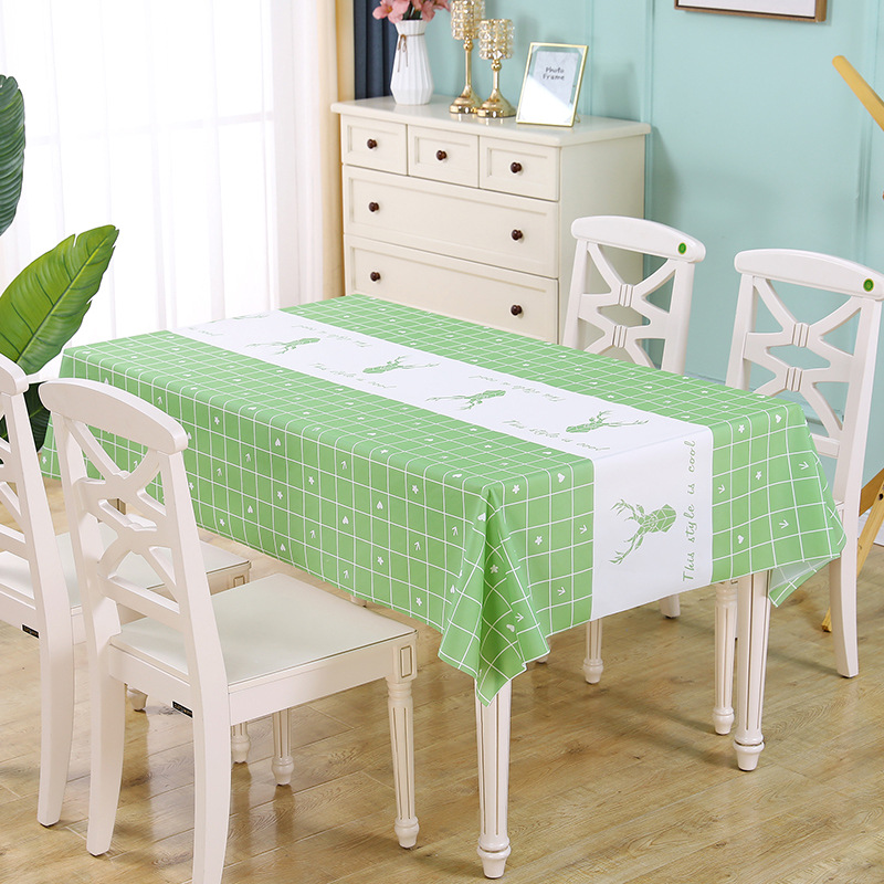 Waterproof, oil-proof, washable, rectangular checkered tablecloth, PEVA checkered table mat, coffee table cloth, light luxury and high-end feel.