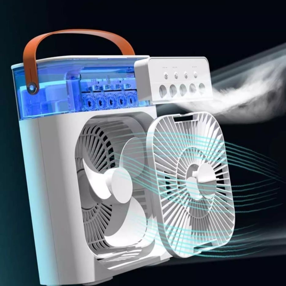 Five-hole spray fan, small fan, mini fan, multi-functional fan for dormitory, office, and home use.