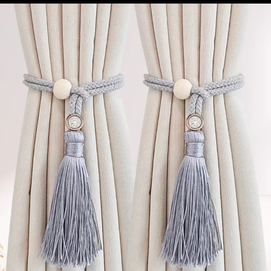 New minimalist luxury curtain tiebacks, a pair of tassel woven ropes for storage and home decoration.