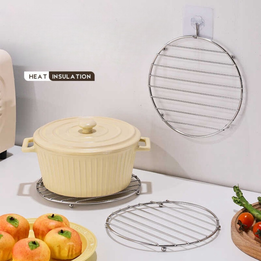 Thickened stainless steel pot holder, heat-insulating mat rack, versatile household kitchen steamer rack, anti-scalding dish rack, multi-functional drain rack