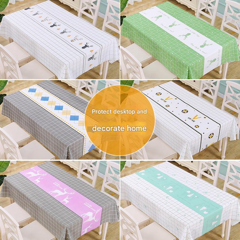 Waterproof, oil-proof, washable, rectangular checkered tablecloth, PEVA checkered table mat, coffee table cloth, light luxury and high-end feel.