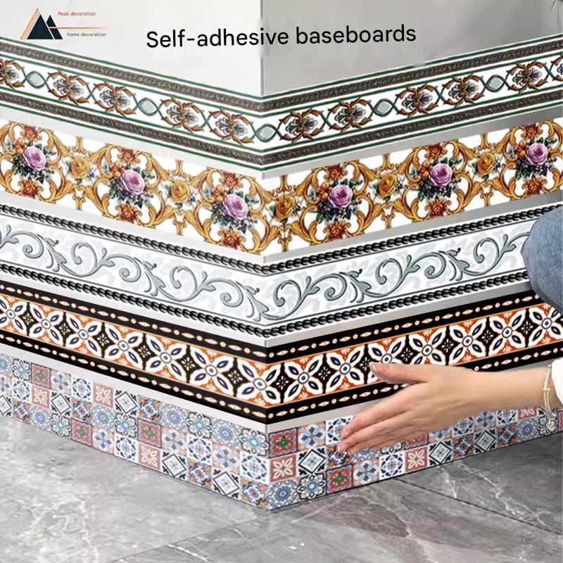Self-adhesive baseboard stickers, waterproof and moisture-proof tile wall stickers, waistline stickers, kitchen cabinet baseboards, concealing unsightly decorations.（10CM*5M）