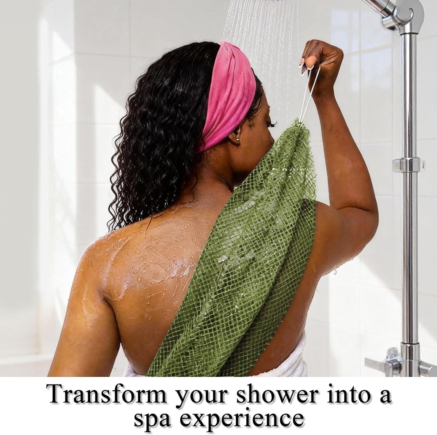 Drawstring African net nylon bath towel, high elasticity sauna towel, exfoliating and body scrubbing towel