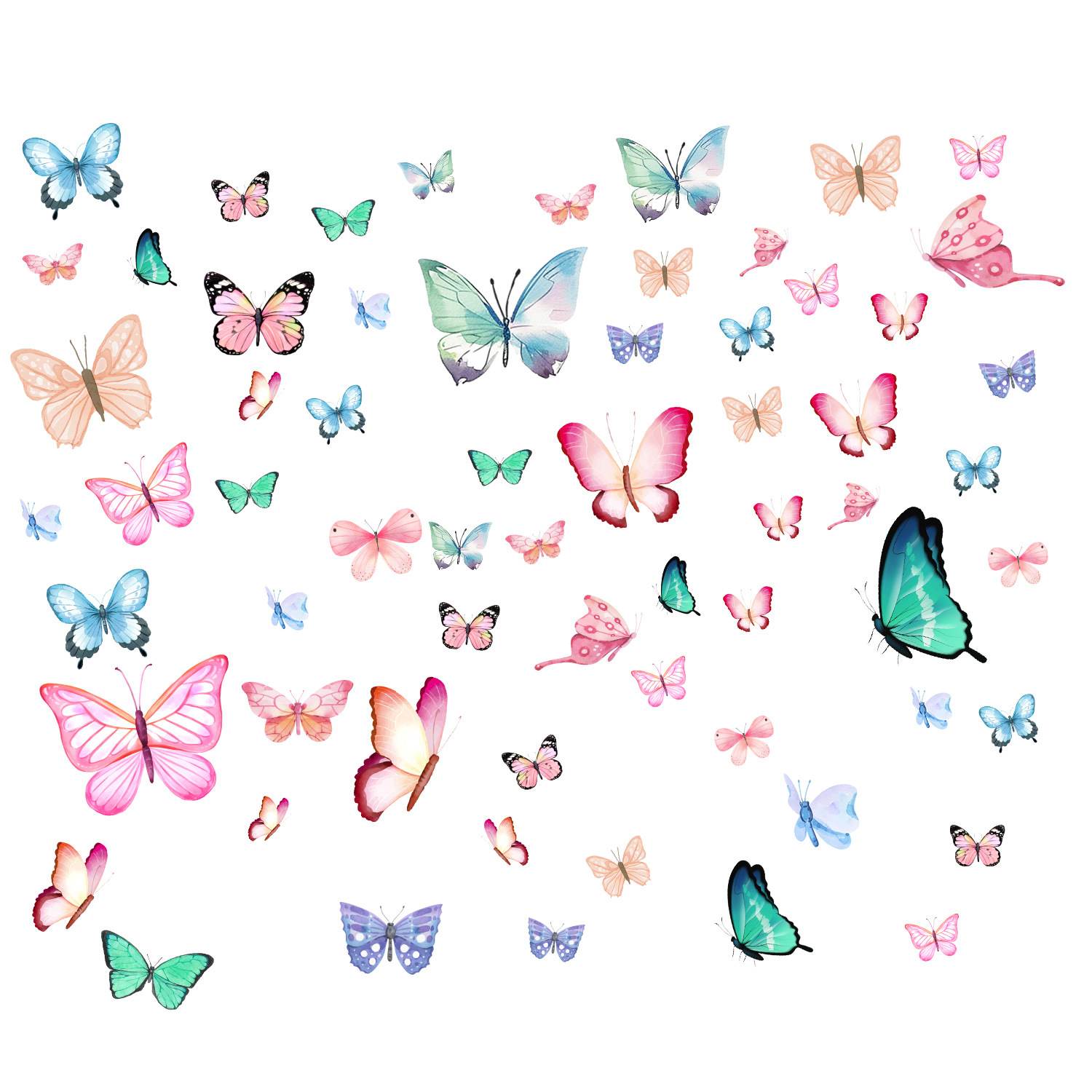 57 glow-in-the-dark butterfly stickers for bedroom, living room, and wall decoration.